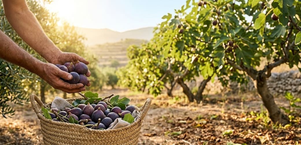 Panier de figues fraîches récoltées à Djebba